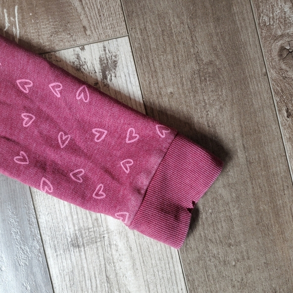 Cat & Jack Burgundy and Pink Heart Pattern Zip-Up Girls Size XL Casual Jacket - Picture 9 of 16